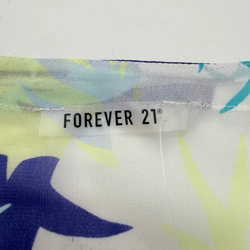 Forever 21 Sheer Tropical Kimono Cover Up Belted Beach Resort Swimwear S Beachy